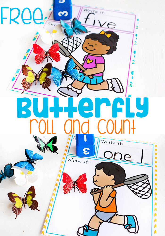 Free Printable Butterfly Math Catching Counting Game Activity