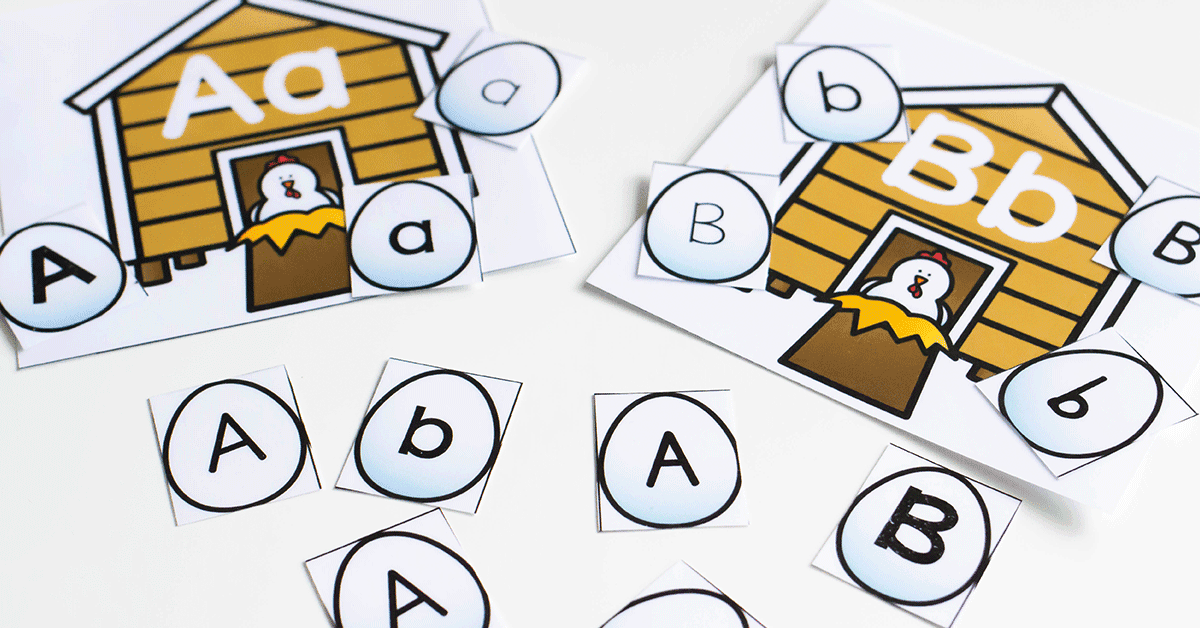 free printable alphabet sorting chicken and egg activity