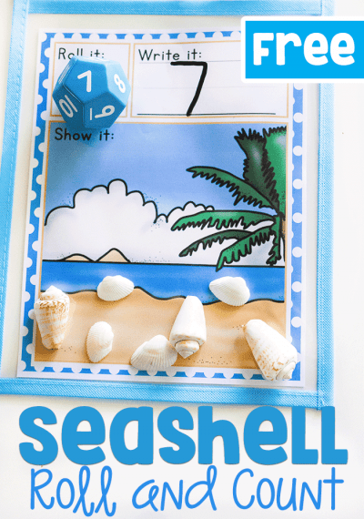 Free Printable Seashells Roll and Count Activity