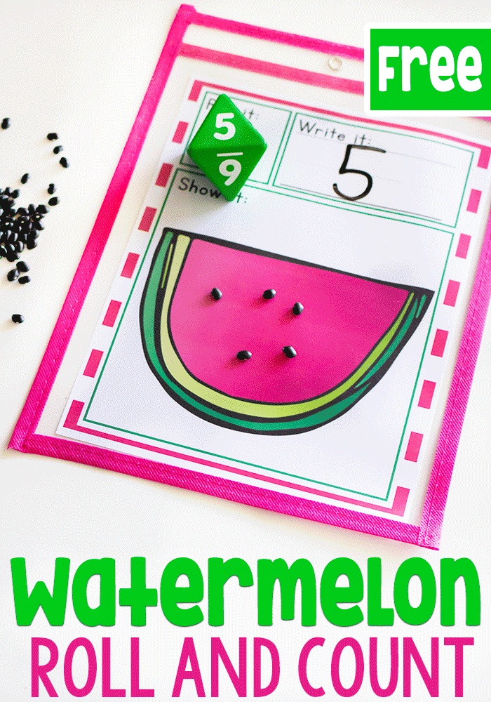 free watermelon printable roll and count simple math game