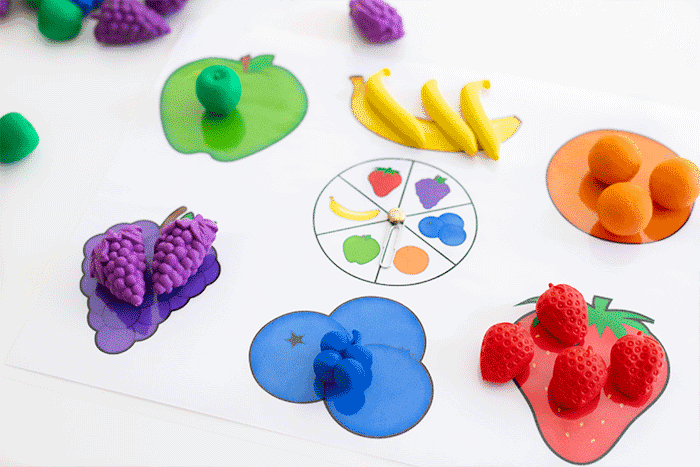 fruit sorting game for preschoolers. sort colors with preschoolers.