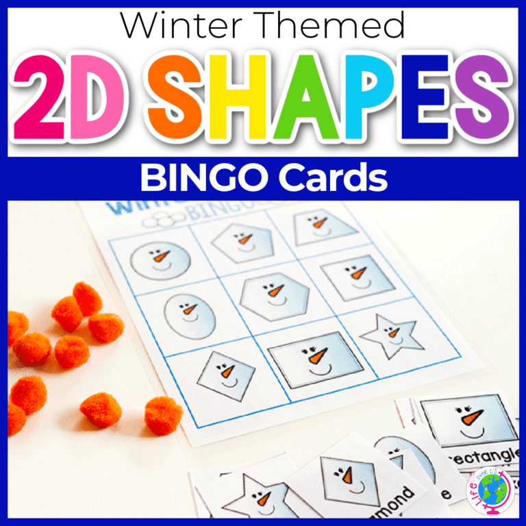 winter 2d shape bingo cards shape activities for kindergarten math centers