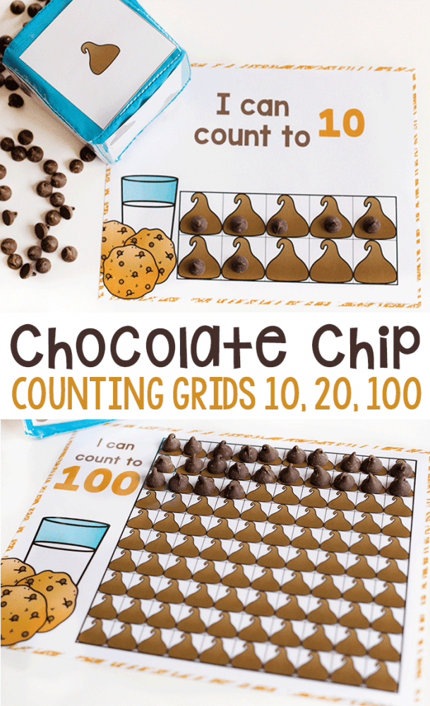 Free Printable Chocolate Chip Counting Grids for Preschool 6 free printable counting activities for kindergarten and preschool. english and spanish math activity.