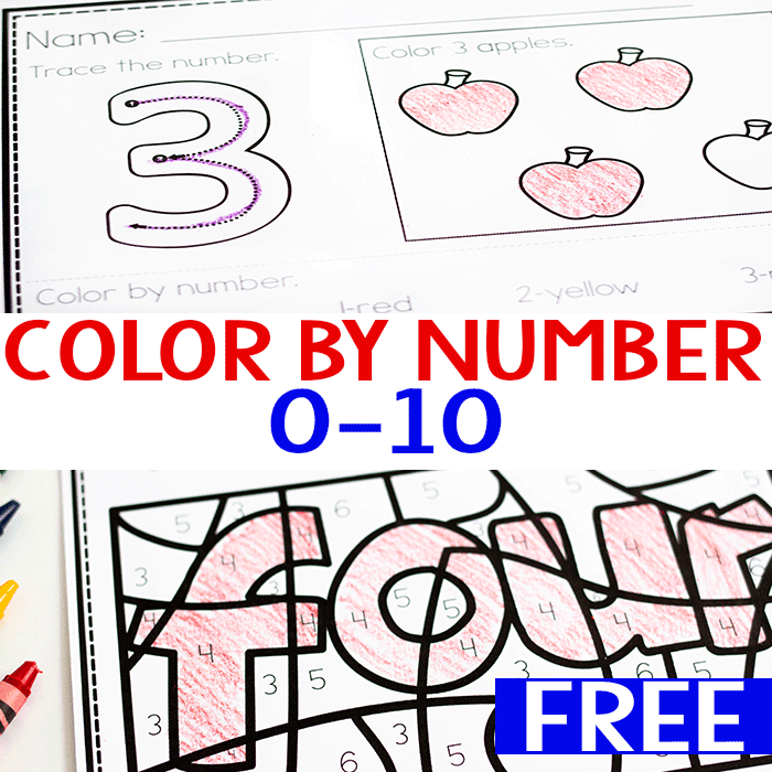 – Life Over C's Free printable math worksheets for counting to 10. Trace the number, color the array, color number word by number.