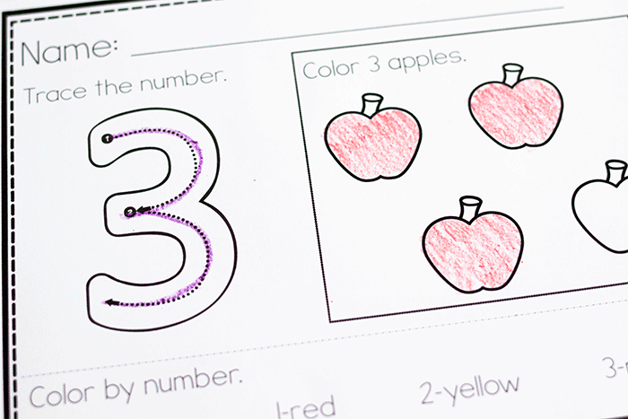 Free Printable Color by Number Worksheets For Kindergarten