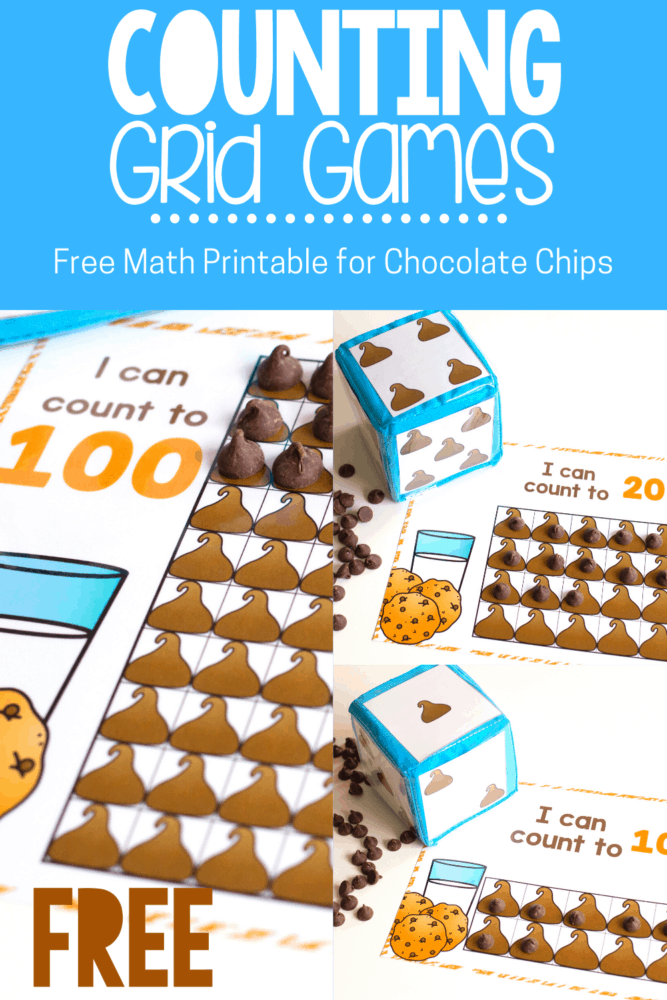 this free printable chocolate chip activity is a fun way for preschool, prek, and kindergarten age kids to practice counting 1-10, 20 and 100.