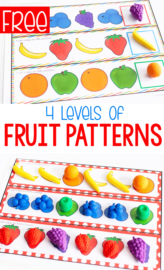 Free Printable Fruit Themed Pattern Activity