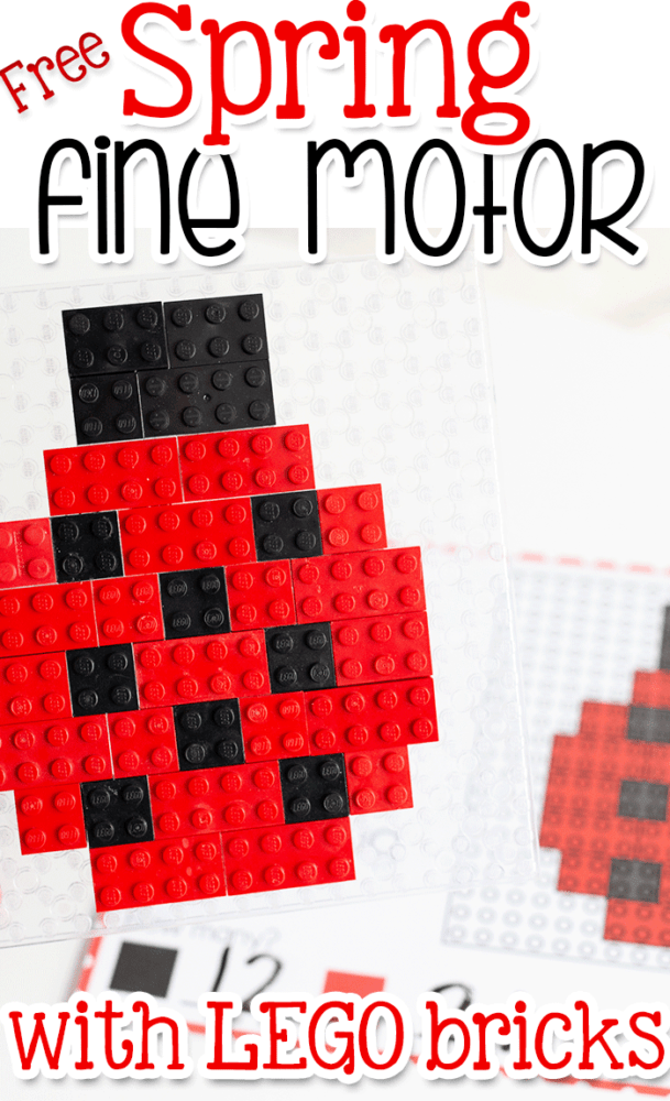 build a lego ladybug with these free fine motor lego mosaic activity mats for spring.