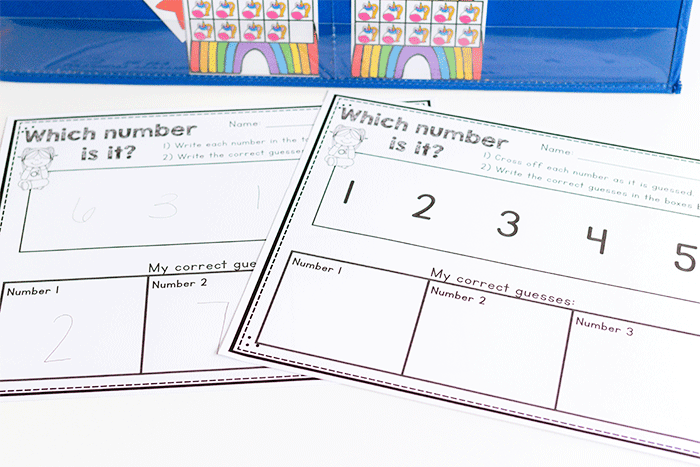 unicorn and rainbow ten-frame counting game. hide the star and guess the numbers