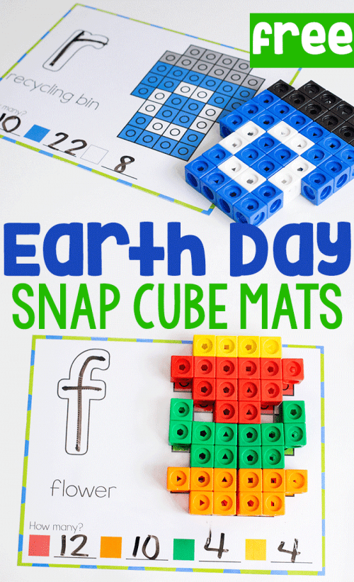 Free Printable Earth Day Snap Cube Mats for Kids