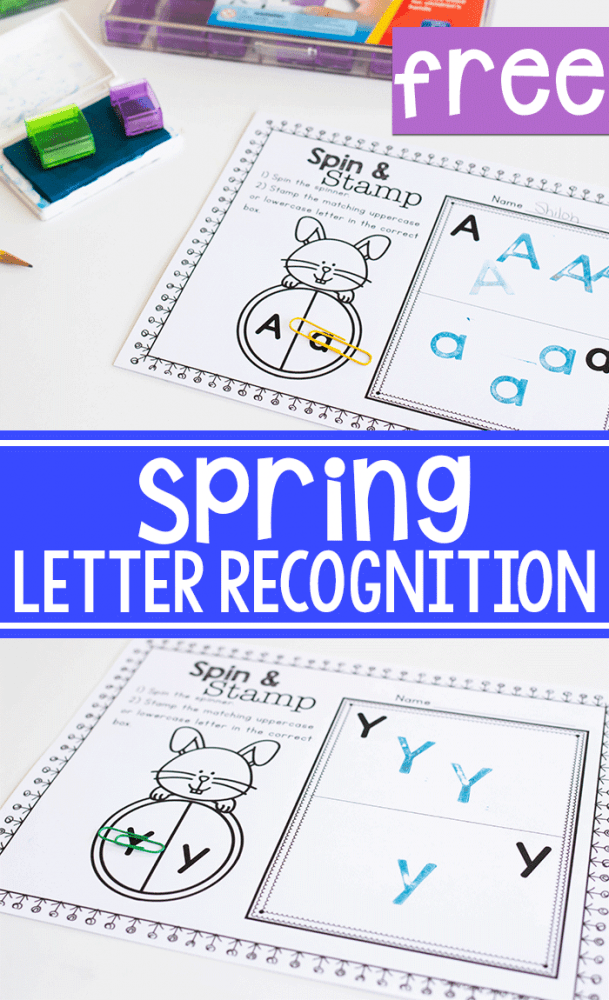 Free Printable Monster Letter Recognition Spin and Stamp