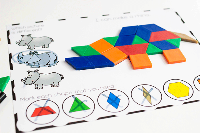 Printable Zoo Animal Pattern Block Activity for Preschool