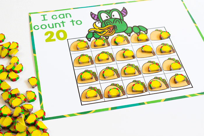 i can count to 20 i can statement for preschoolers with counting to 20 printable activity for taco mini erasers