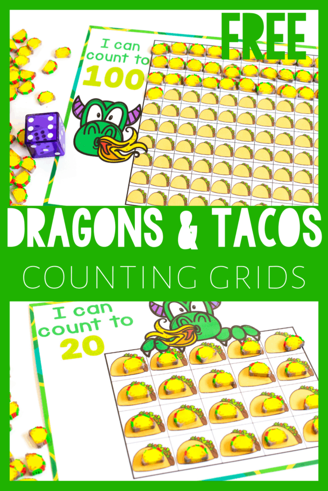 free printable taco mini eraser counting game to go with "dragons love tacos". this taco mini eraser counting set is perfect for preschool math activities.