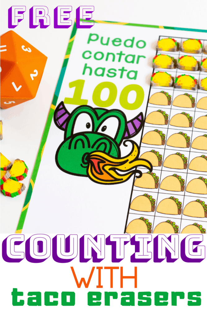 free printable taco mini eraser counting game to go with "dragons love tacos". this taco mini eraser counting set is perfect for preschool math activities.