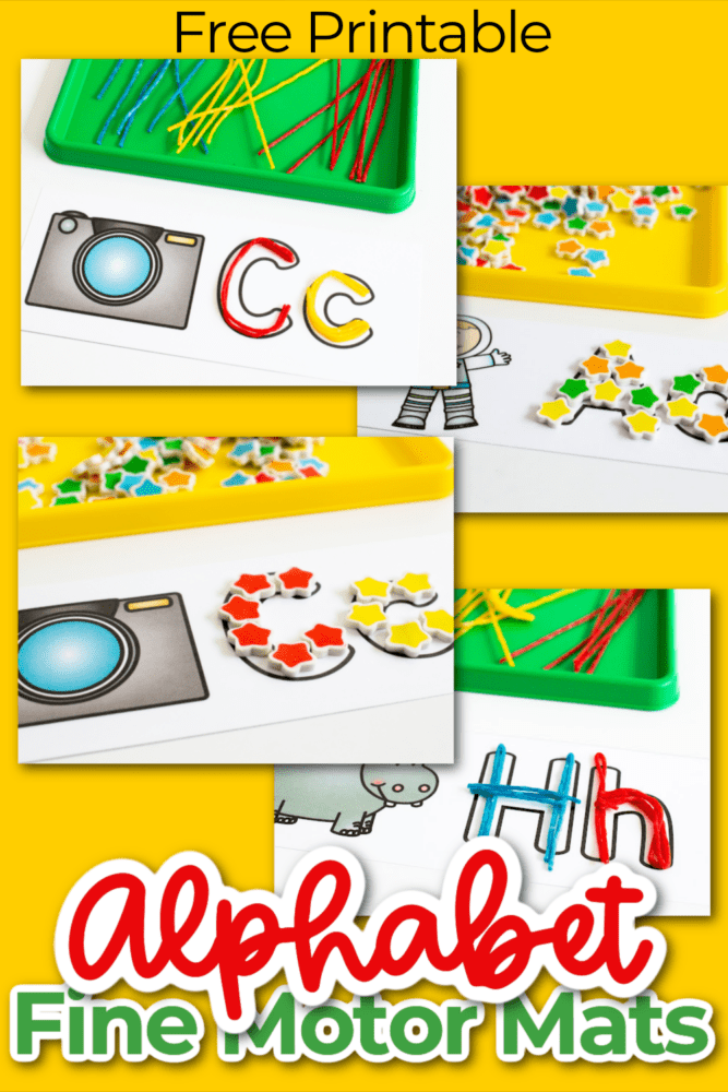 free printable fine motor mats with alphabet outlines for tracing or filing with fine motor toys mini erasers and wikki stix