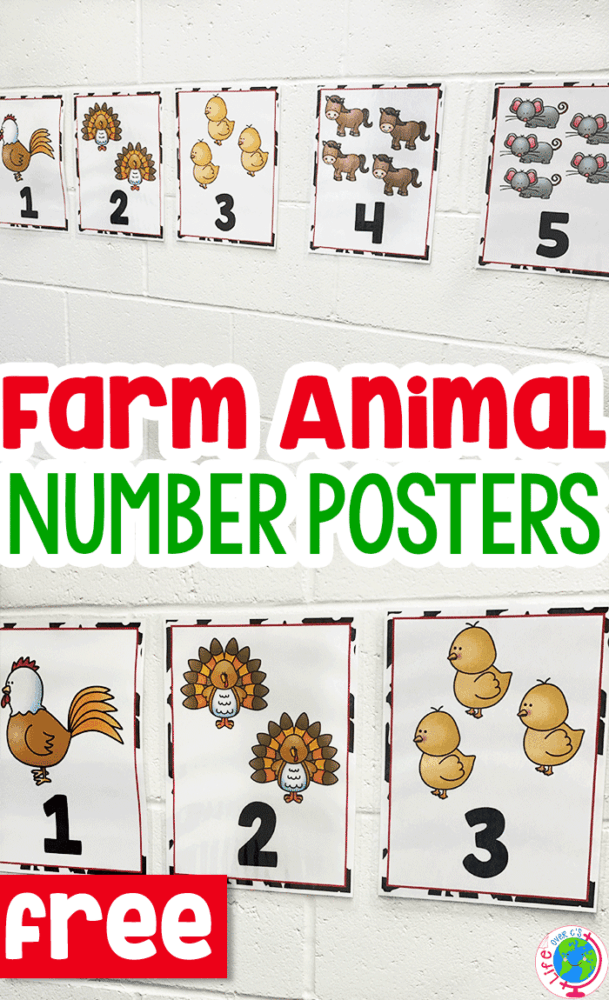 Free Farm Animal Number Posters For Preschool