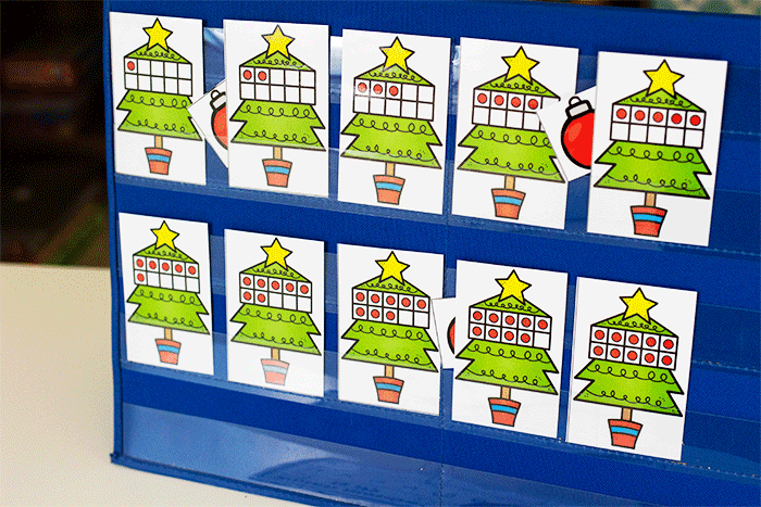 hide an ornament behind a christmas tree ten frame