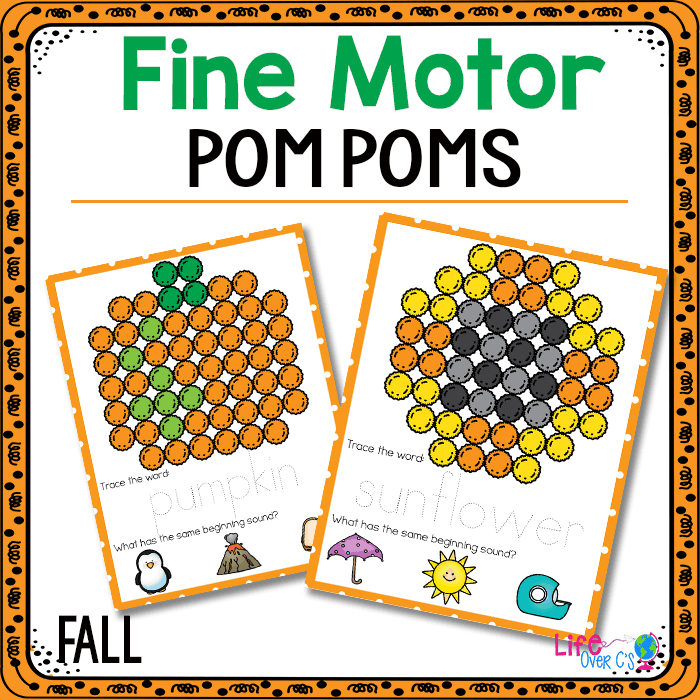 fall fine motor mats with pom poms