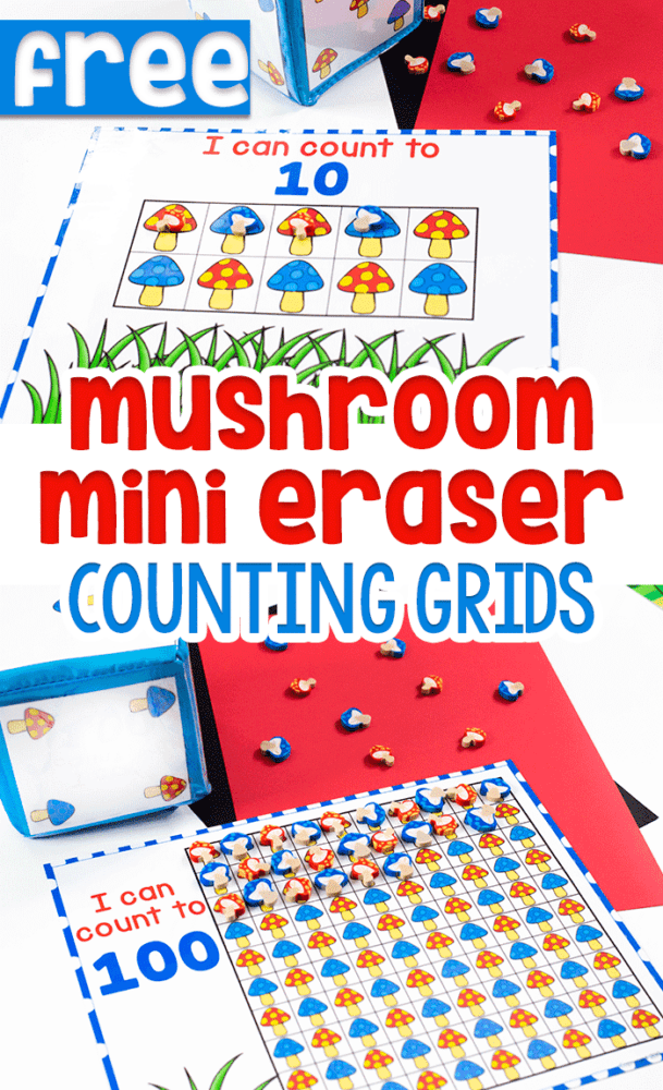 mushroom mini eraser counting grids printable.
