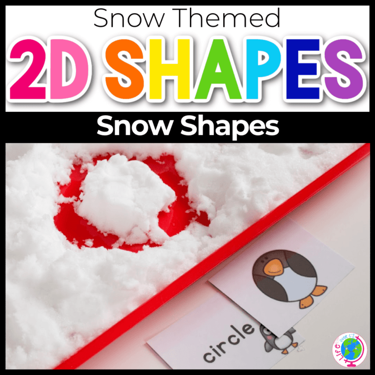 penguin shape cards and snow shapes activity for preschoolers