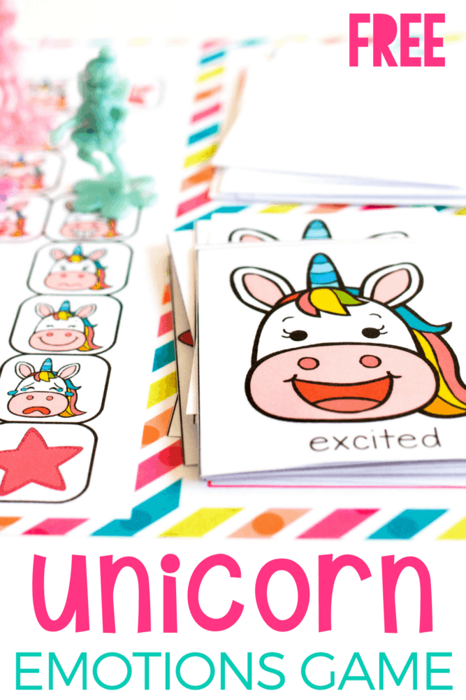free unicorn emotions game printable