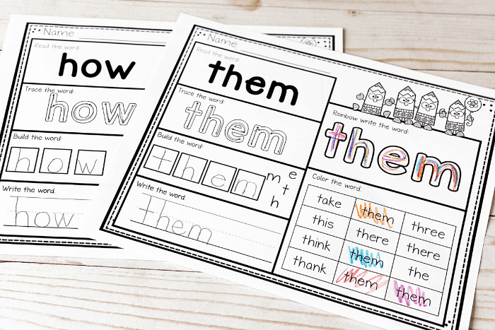 iep for sight words 1st grade