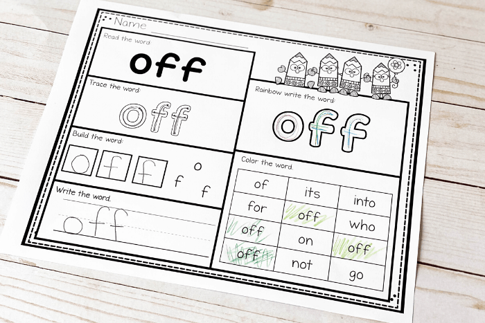 free printable second grade sight words worksheets