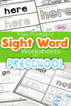 Free Printable Pre-K Sight Words Worksheets
