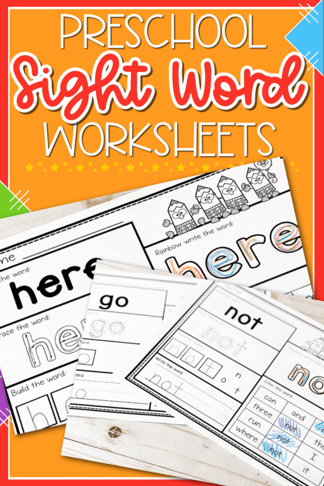 free printable sight word worksheets for preschool literacy centers