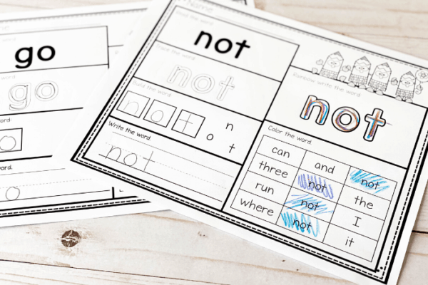 Free Printable Pre-K Sight Words Worksheets