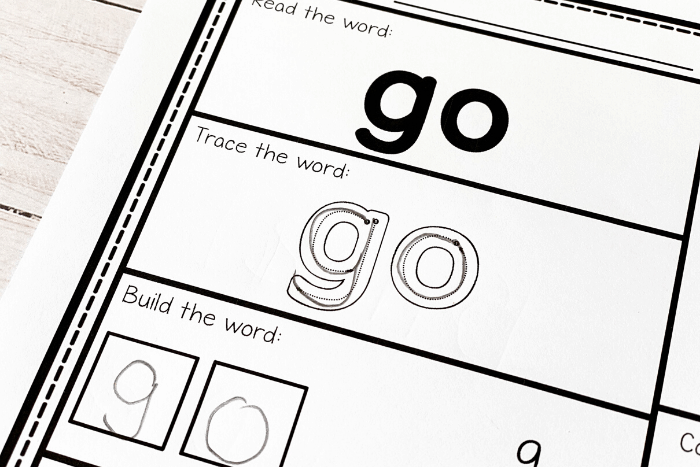 Free Printable Pre K Sight Words Worksheets