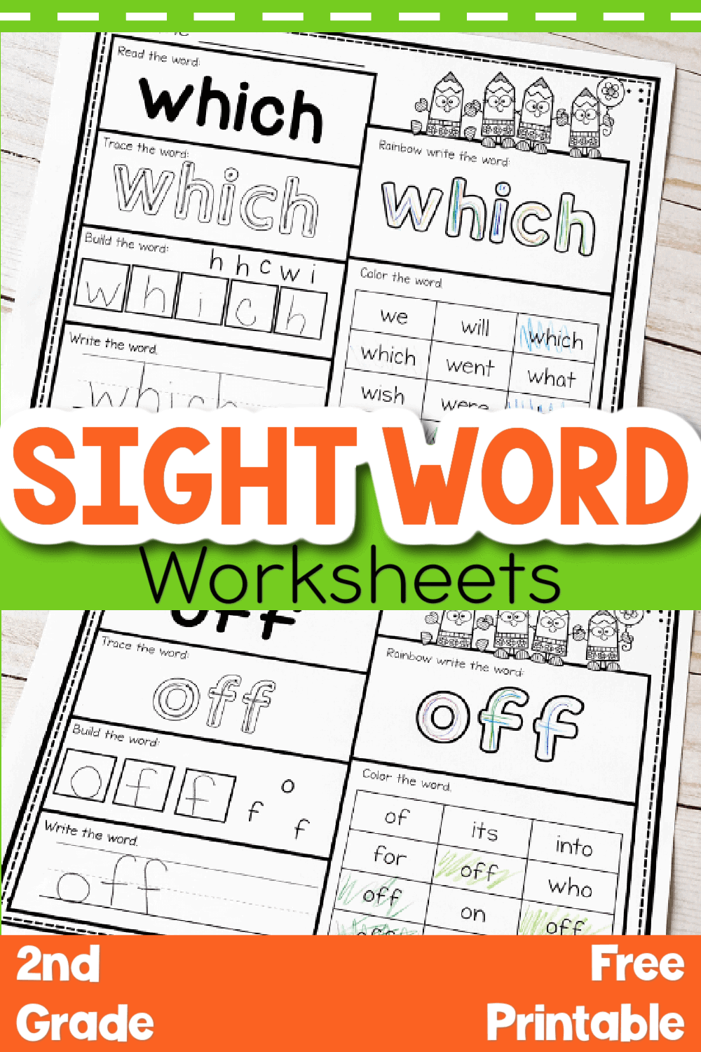 Free Printable Second Grade Sight Word Worksheets