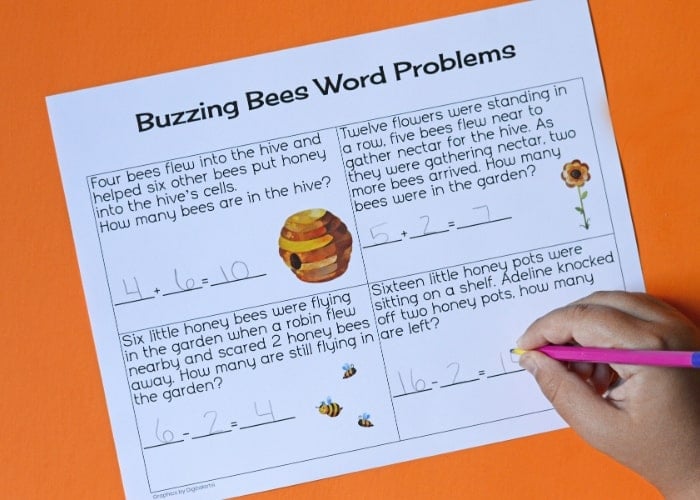 Honey Bee Math Worksheet