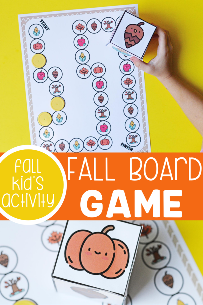 printable board game for preschoolers with a fall theme.