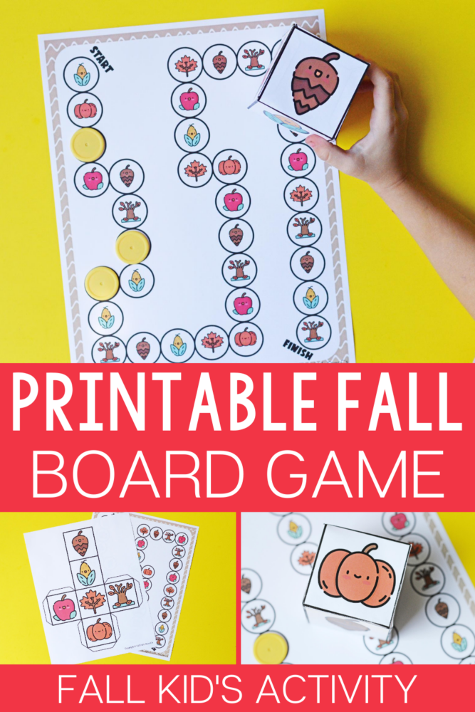 printable board game for preschoolers with a fall theme.