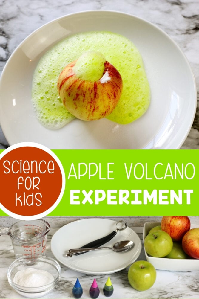 apple volcano science experiment for kids