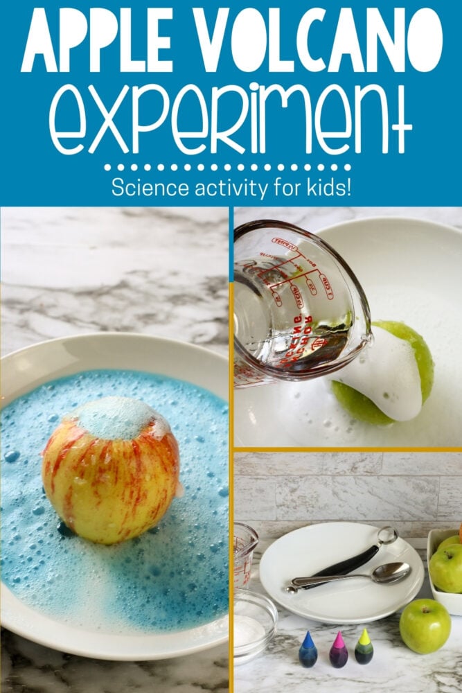 apple volcano science activity for kids