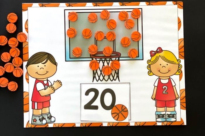 Basketball Mini Eraser Counting Mats for Preschool | Life Over C's