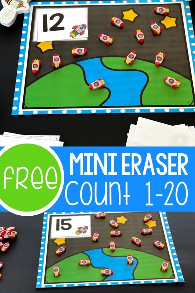 rocket ship themed counting mats printable.