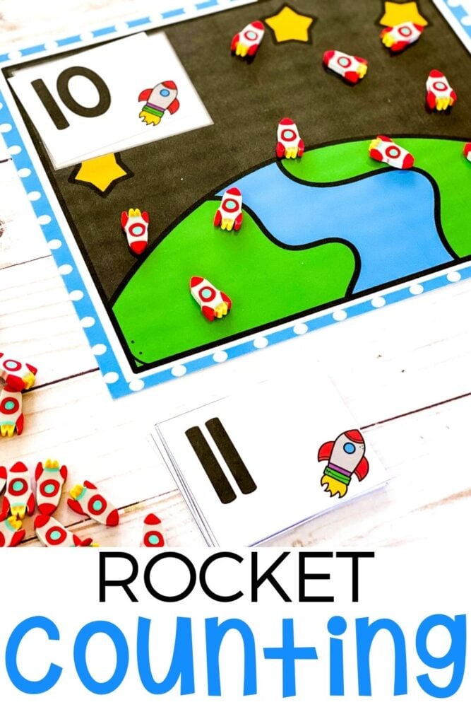 rocket ship themed counting mats printable.