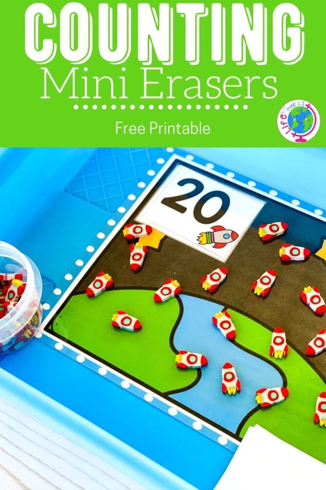 rocket ship themed counting mats printable.