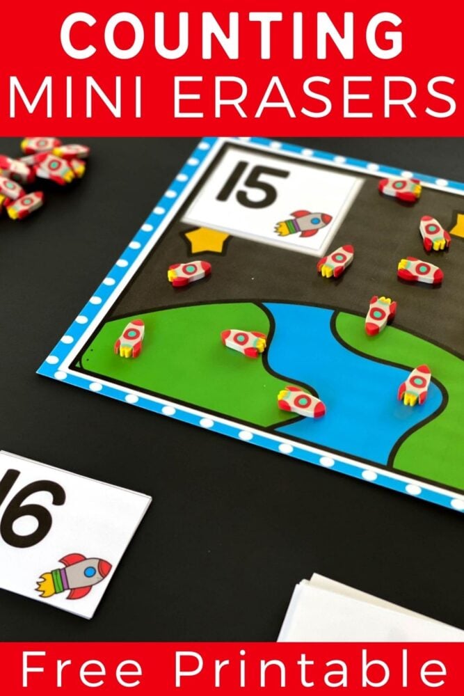 rocket ship themed counting mats printable.