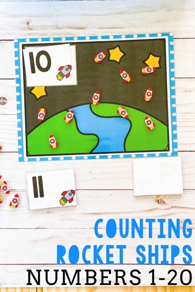 counting mats printable with a rocket ship theme.
