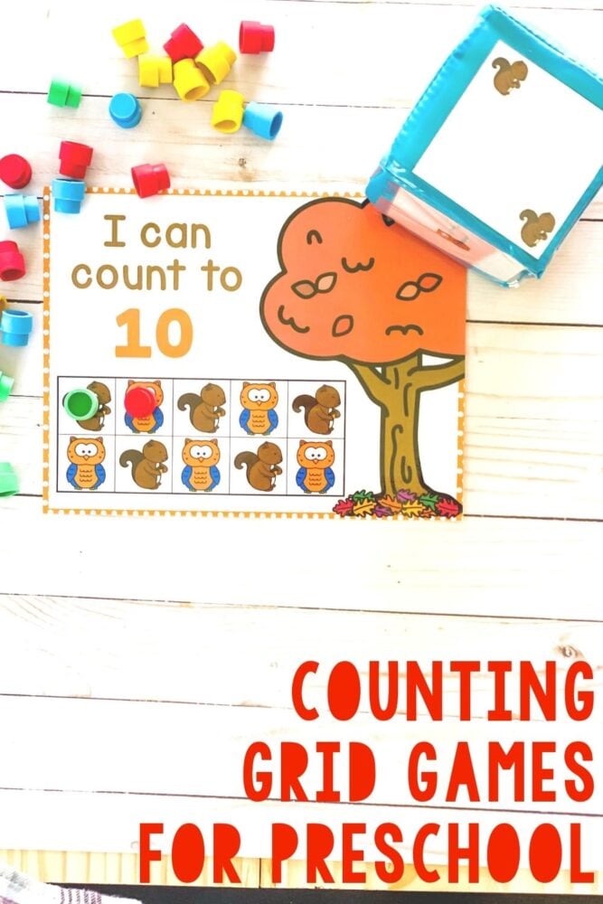 fall counting grid games for preschool