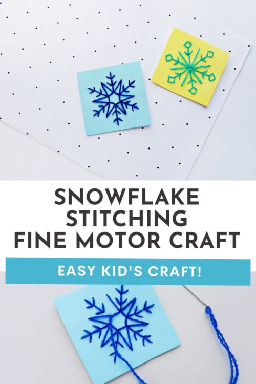 Fine Motor Stitching Winter Snowflake Crafts for Kids - Life Over C's