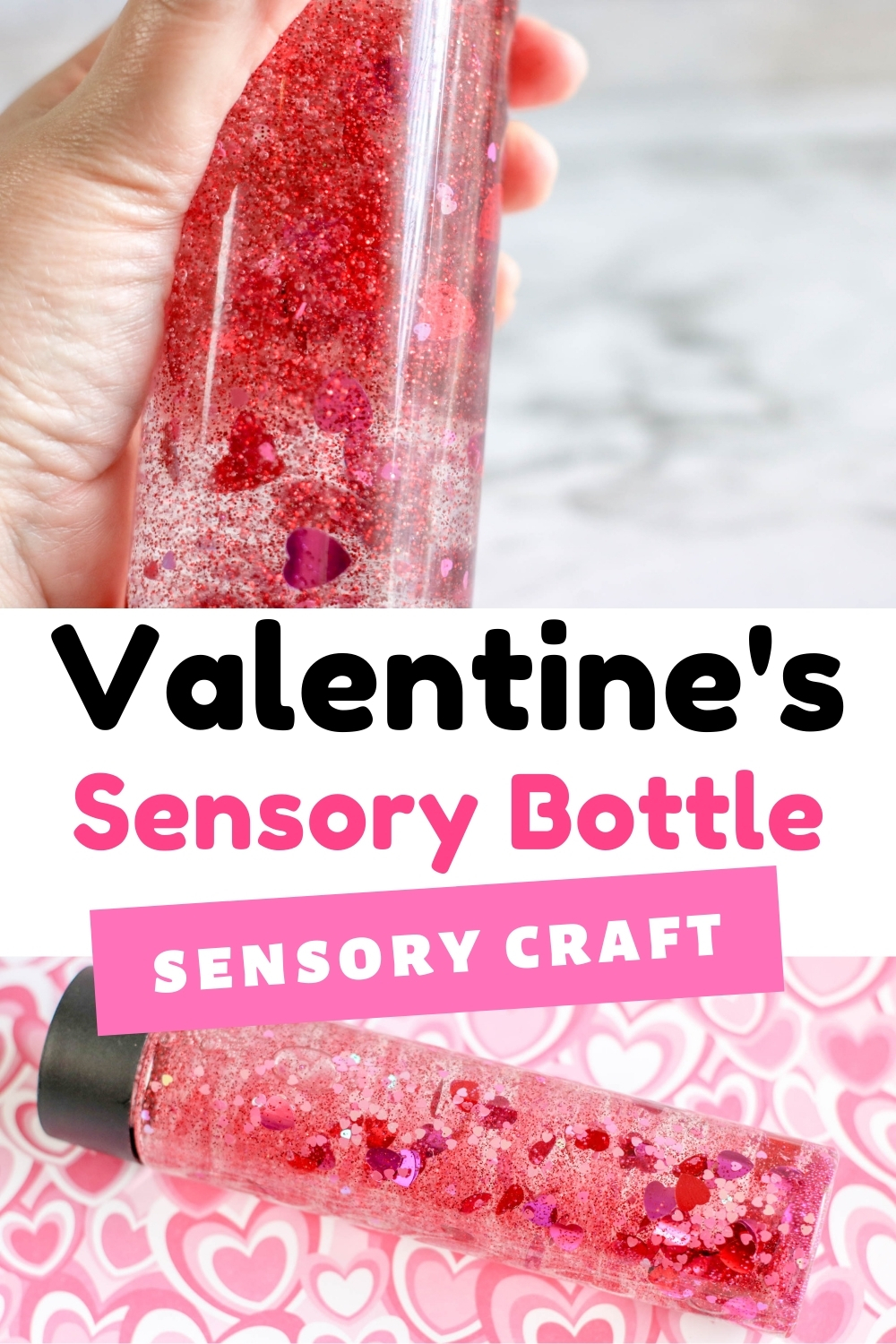 Easy DIY Hearts Sensory Bottle for Valentine's Day