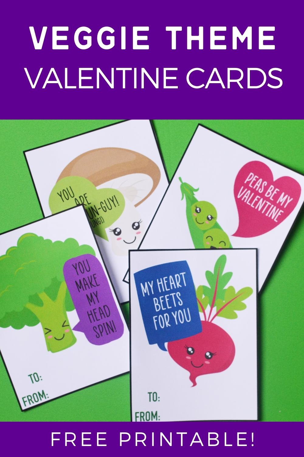 Adorable, Free Printable Veggie Valentine Cards for Kids