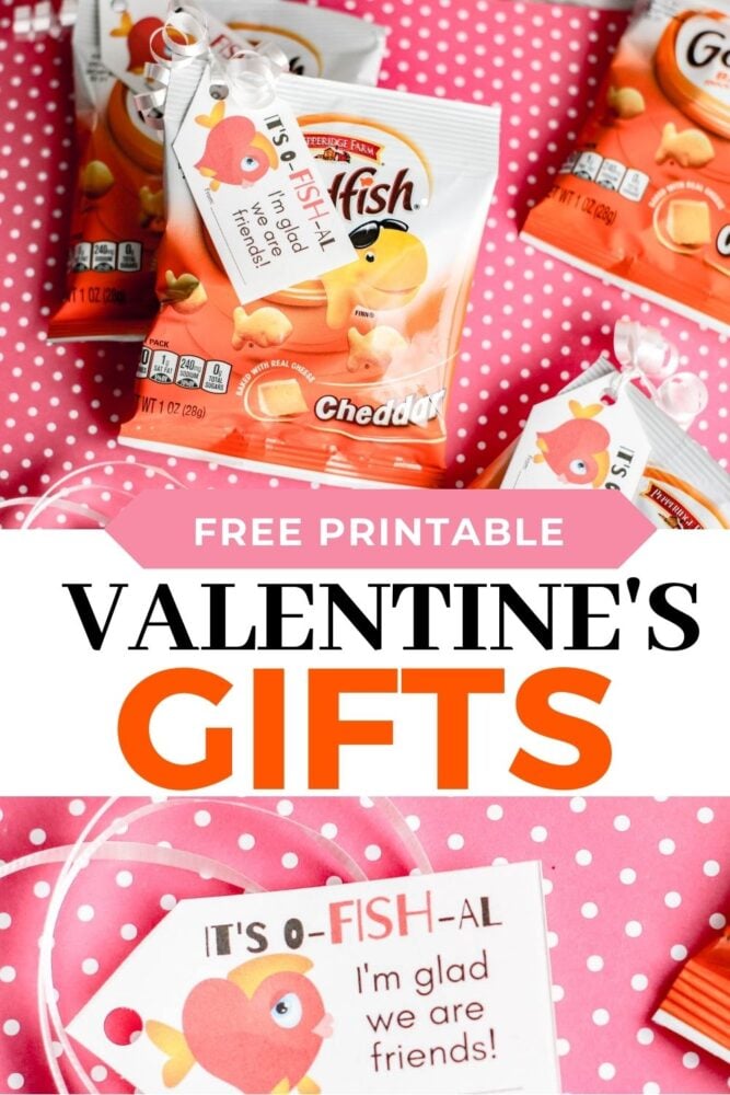 Printable Valentines Tags for Friends, Cute Fish Cracker Valentine