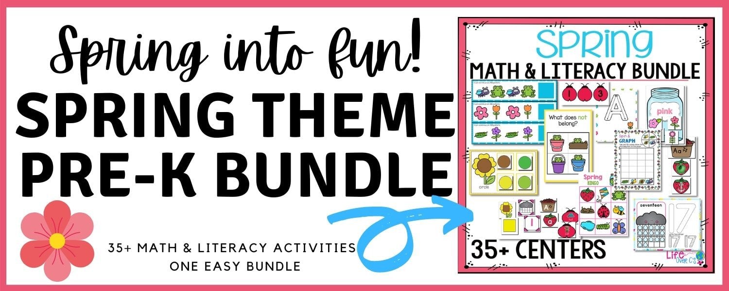 spring theme math and literacy activities for preschool and pre-k